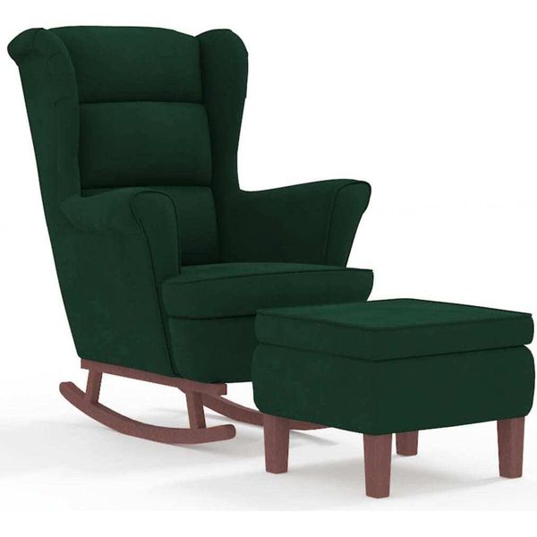 Syfax™ Sedia A Dondolo Con Schienale Alto In Velluto Verde Scuro-image