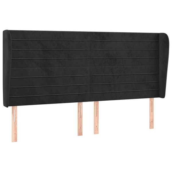 Syfax™ Testiera Ad Orecchio Nera 163X23X118/128 Cm In Velluto-image