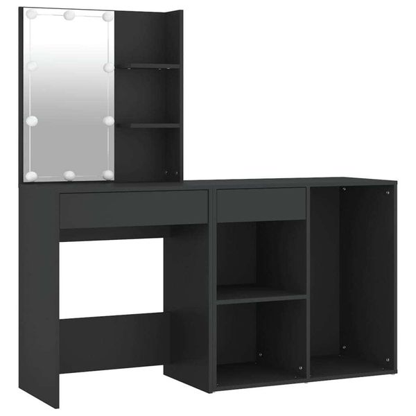 Syfax™ Toeletta Con Led E Armadietto In Legno Multistrato Nero-image