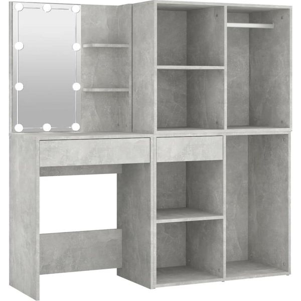 Syfax™ Toeletta Led Con 2 Armadietti Legno Multistrato Grigio Cemento-image