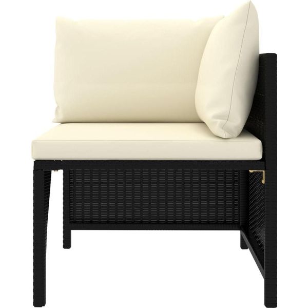Syfax™ Divano Da Giardino A 2 Posti Con Cuscini Nero In Polyrattan-image