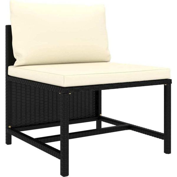 Syfax™ Divano Da Giardino A 3 Posti Con Cuscini In Polyrattan Nero-image