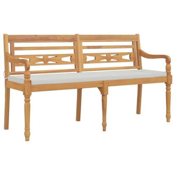 Syfax™ Panchina Batavia Con Cuscino 150 Cm In Legno Massello Di Teak-image
