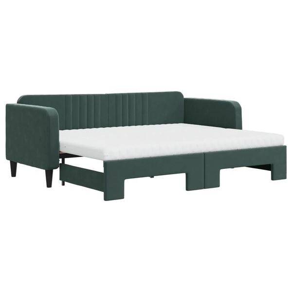 Syfax™ Divano Letto Estraibile Materassi Verde Scuro 80X200 Velluto-image