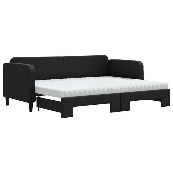 Syfax™ Divano Letto Estraibile Con Materassi Nero 80X200 Cm Tessuto-image