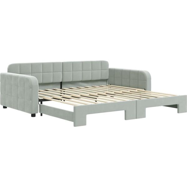 Syfax™ Divano Letto Con Letto Estraibile Grigio Chiaro 100X200 Velluto-image