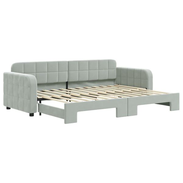 Syfax™ Divano Letto Con Letto Estraibile Grigio Chiaro 80X200 Velluto-image