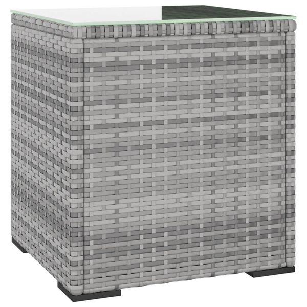 Syfax™ Tavolino Grigio 40X37X40,5 Cm Polyrattan E Vetro Temperato-image