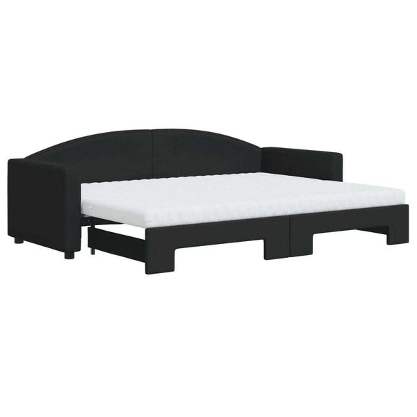 Syfax™ Divano Letto Estraibile Con Materassi Nero 80X200 Cm Tessuto-image