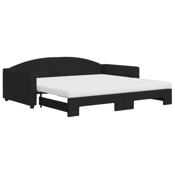 Syfax™ Divano Letto Estraibile Con Materassi Nero 100X200 Cm Tessuto-image