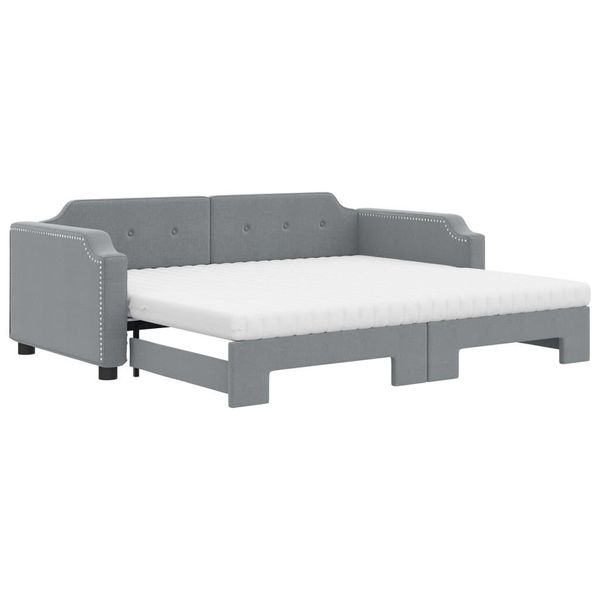 Syfax™ Divano Letto Estraibile Materassi Grigio Chiaro 80X200 Tessuto-image