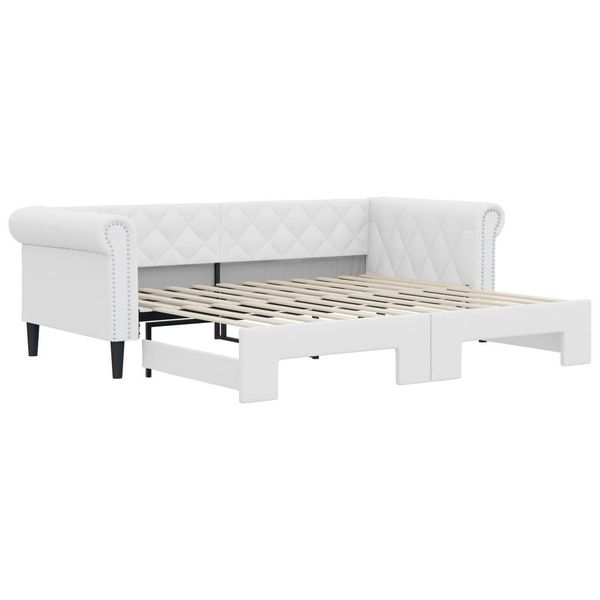 Syfax™ Divano Letto Con Letto Estraibile Bianco 90X200Cm In Pelle Finta-image