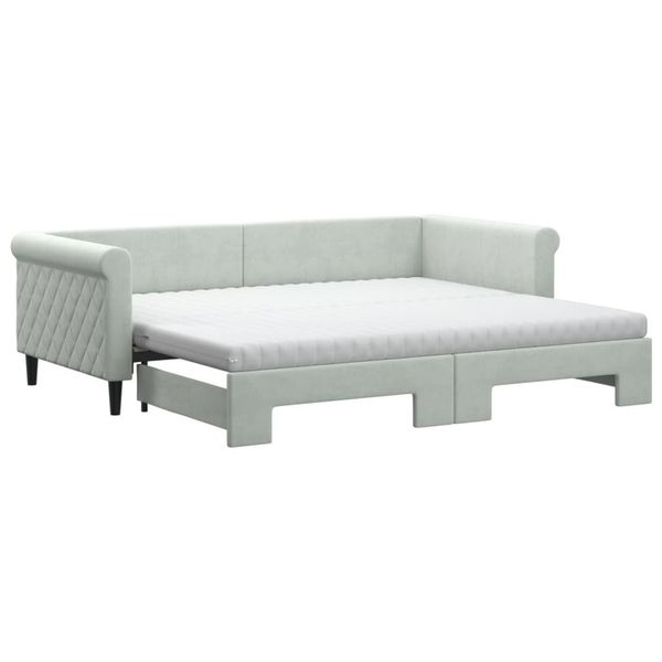 Syfax™ Divano Letto Estraibile Materassi Grigio Chiaro 90X200 Velluto-image