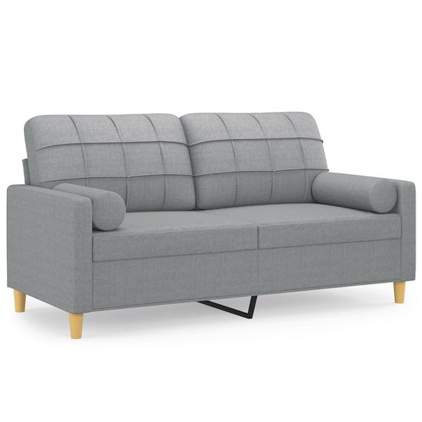 Syfax™ Divano A 2 Posti Con Cuscini Grigio Chiaro 140 Cm In Tessuto-image