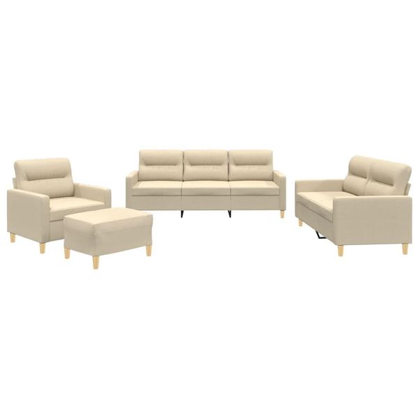 Syfax™ Set Di Divani 4 Pz Con Cuscini Crema In Tessuto-image