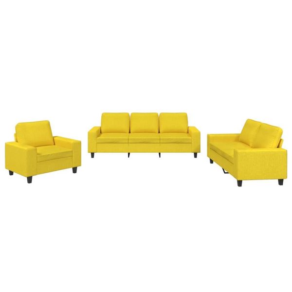 Syfax™ Set Di Divani 3 Pz Giallo Chiaro In Tessuto-image