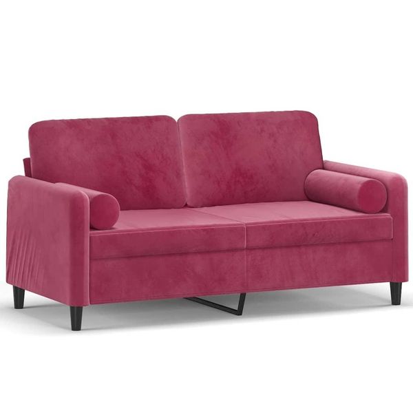 Syfax™ Divano A 2 Posti Con Cuscini Rosso Vino 140 Cm In Velluto-image