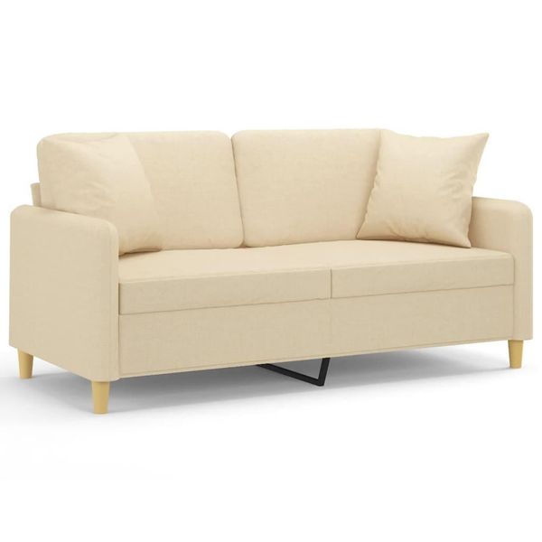 Syfax™ Divano A 2 Posti Con Cuscini Crema 140 Cm In Tessuto-image