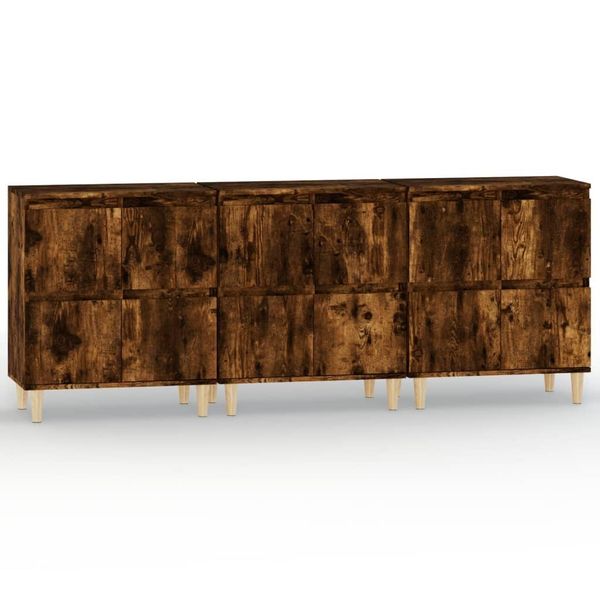 Syfax™ Credenze 3Pz Rovere Fumo 60X35X70 Cm In Legno Multistrato-image