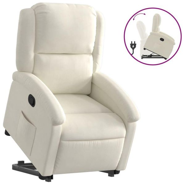 Syfax™ Poltrona Alzapersona Reclinabile Crema In Velluto-image