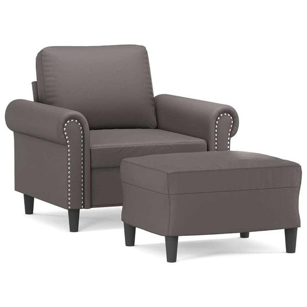 Syfax™ Poltrona Con Poggiapiedi Grigio 60 Cm In Pelle Finta-image