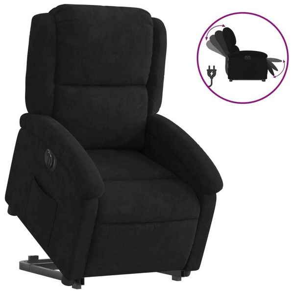 Syfax™ Poltrona Alzapersona Reclinabile Elettrica Nera In Velluto-image