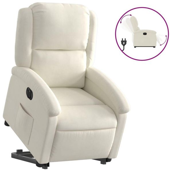 Syfax™ Poltrona Alzapersona Reclinabile Elettrica Crema In Velluto-image