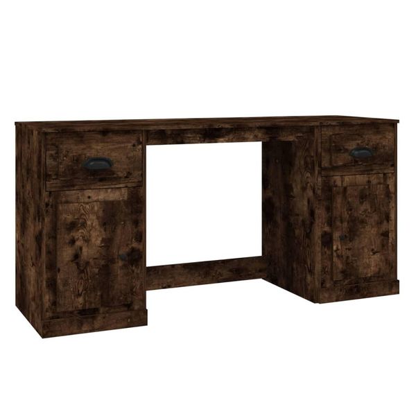 Syfax™ Scrivania Con Armadietto Rovere Fumo In Legno Multistrato-image
