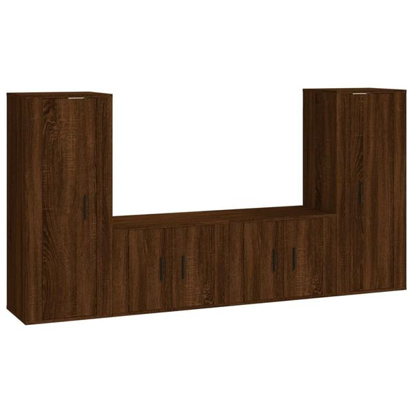Syfax™ Set Mobili Porta Tv 4 Pz Rovere Marrone In Legno Multistrato-image
