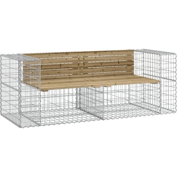 Syfax™ Panca Da Giardino Design Gabbione 184X71X65,5Cm Pino Impregnato-image