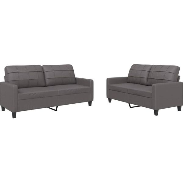 Syfax™ Set Di Divani 2 Pz Con Cuscini Grigio In Pelle Finta-image