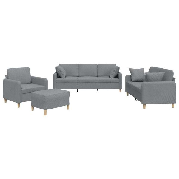 Syfax™ Set Divani 4 Pz Con Cuscini Grigio Chiaro In Tessuto-image