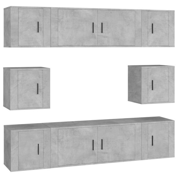 Syfax™ Set Mobili Porta Tv 8Pz Grigio Cemento In Legno Multistrato-image