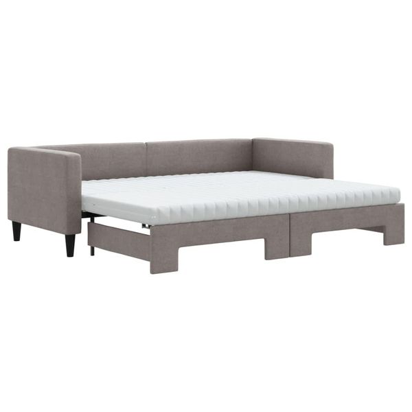 Syfax™ Divano Letto Estraibile Con Materassi Tortora 80X200 Cm Tessuto-image