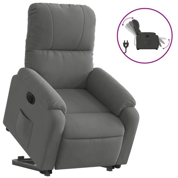 Syfax™ Poltrona A Rialzo Reclinante Elettrica Grigio Scuro Microfibra-image
