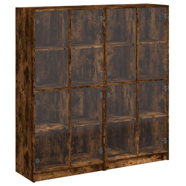 Syfax™ Libreria Ante Rovere Fumo 136X37X142 Cm In Legno Multistrato-image