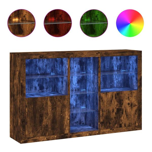 Syfax™ Credenza Con Luci Led Rovere Fumo 162X37X100 Cm-image