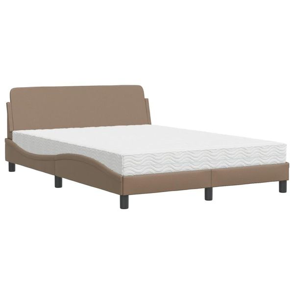 Syfax™ Letto Con Materasso Dover Cappuccino 140X190Cm Pelle Finta-image