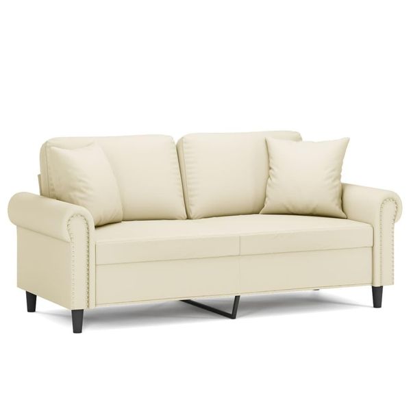 Syfax™ Divano A 2 Posti Con Cuscini Crema 140 Cm In Pelle Finta-image