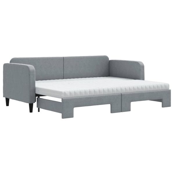 Syfax™ Divano Letto Estraibile Materassi Grigio Chiaro 80X200 Tessuto-image