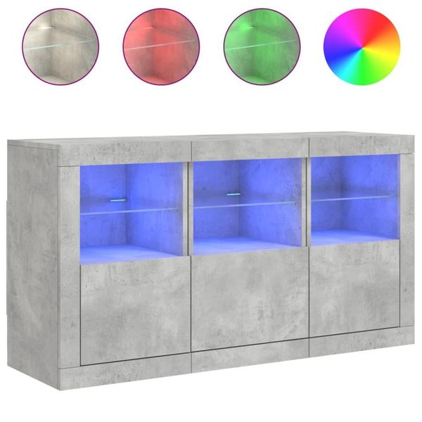 Syfax™ Credenza Con Luci Led Grigio Cemento 123X37X67 Cm-image