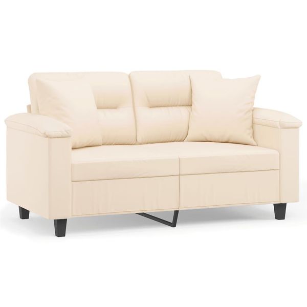 Syfax™ Divano A 2 Posti Con Cuscini Beige 120 Cm Tessuto Microfibra-image