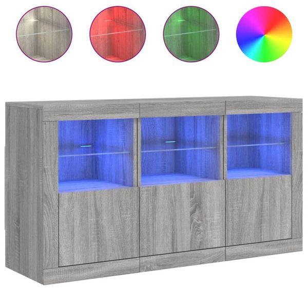 Syfax™ Credenza Con Luci Led Grigio Sonoma 123X37X67 Cm-image