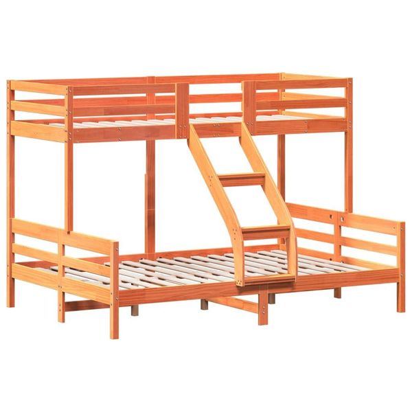 Syfax™ Letto A Castello 80X200/140X200 Cm Marrone Cera Massello Pino-image