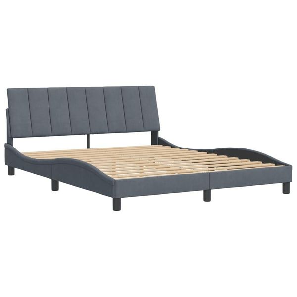 Syfax™ Giroletto Senza Materasso Hanko Grigio Scuro 160X200 Cm Velluto-image