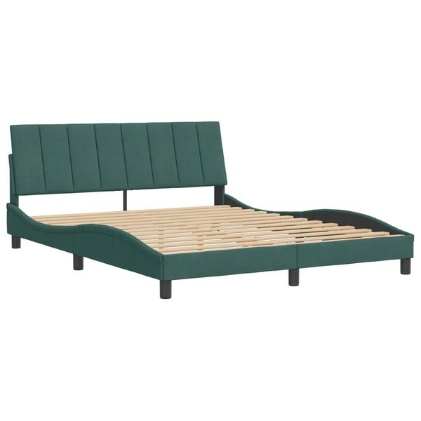 Syfax™ Giroletto Senza Materasso Hanko Verde Scuro 160X200 Cm In Velluto-image
