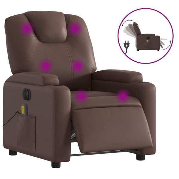 Syfax™ Poltrona Massaggiante Elettrica Marrone In Pelle Finta-image