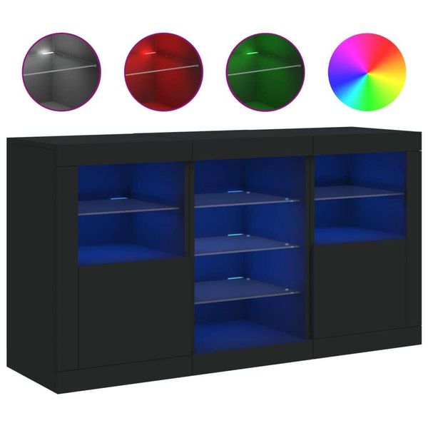 Syfax™ Credenza Con Luci Led Nera 123X37X67 Cm-image