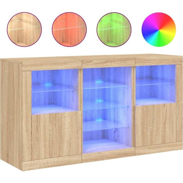 Syfax™ Credenza Con Luci Led Rovere Sonoma 123X37X67 Cm-image
