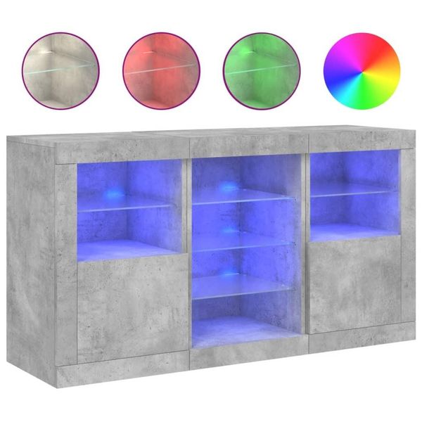 Syfax™ Credenza Con Luci Led Grigio Cemento 123X37X67 Cm-image